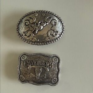 Cavender's Silver Western Belt Buckle Set CHILDRENS